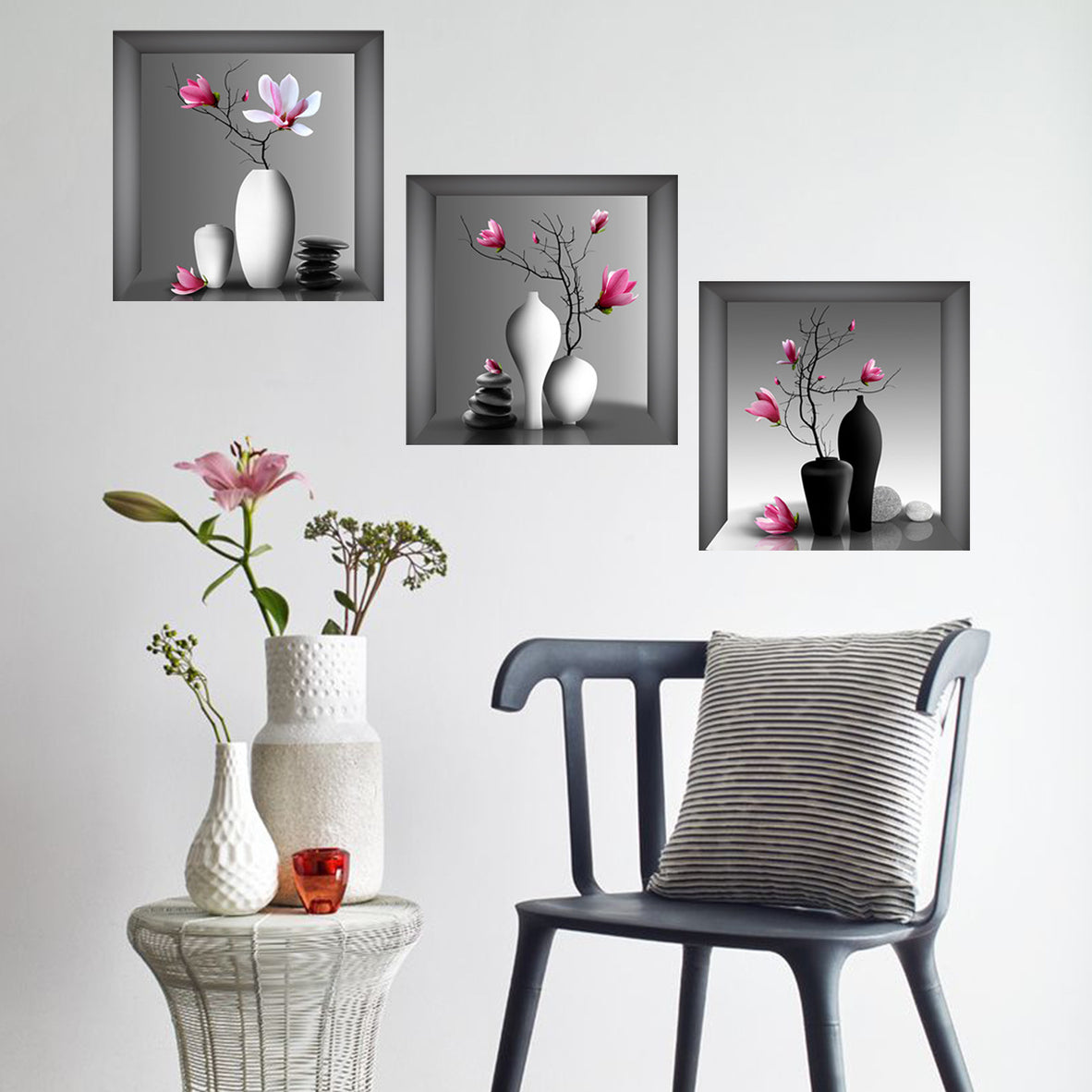 3pcs Elegant Floral Wall Bedroom