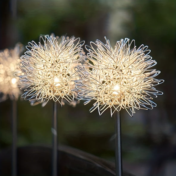2pcs Solar Dandelion Aluminum Wire Ball Garden.