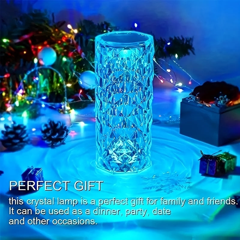 1pc 16 Color Crystal Table Lamp, RGB Rose Touch Lamp.