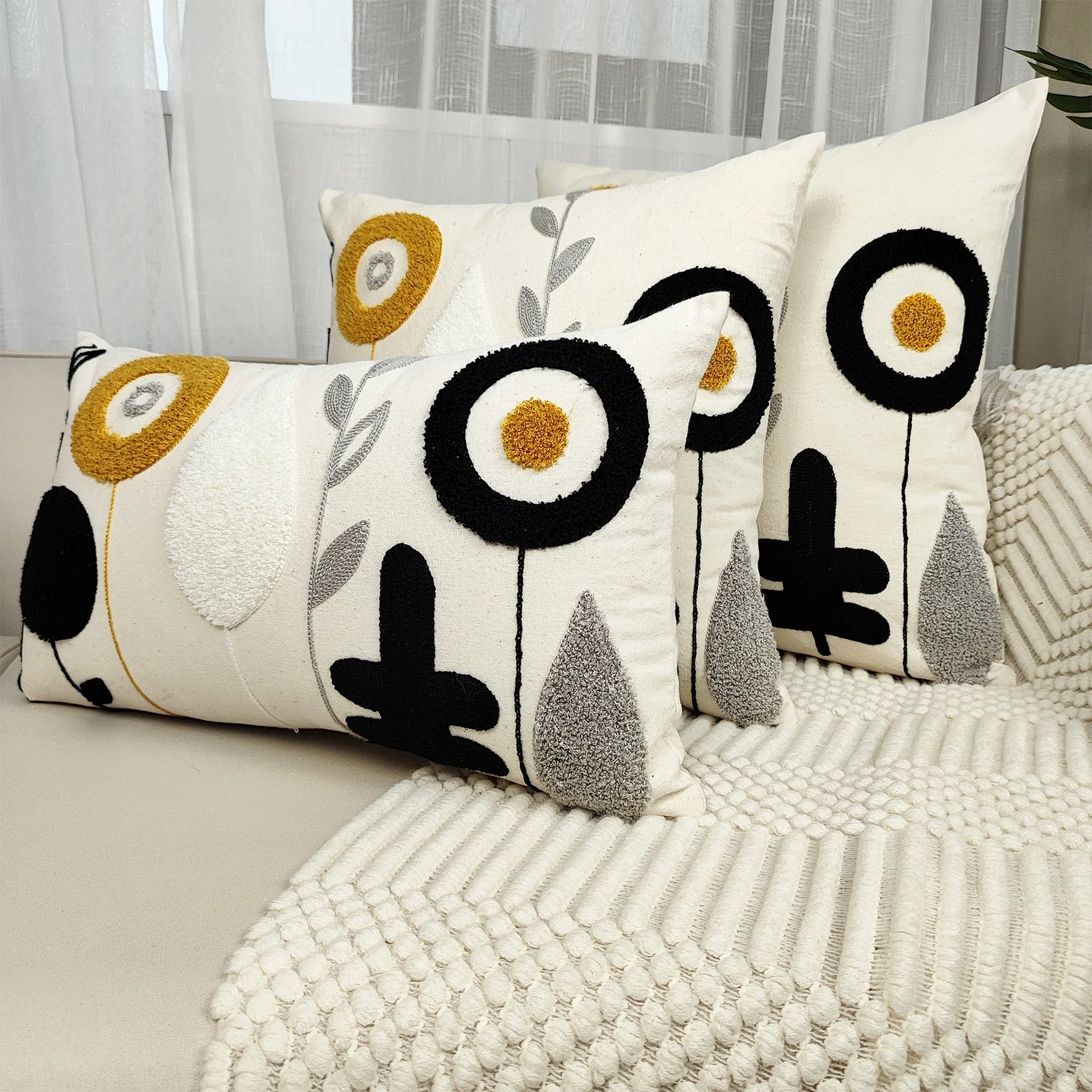 1pc, INS Embroidery Pillow Cover Decorative for Bedroom Decor
