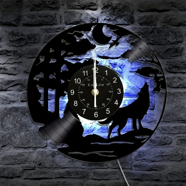 Silent Wolf Theme Vinyl Record Wall Clock