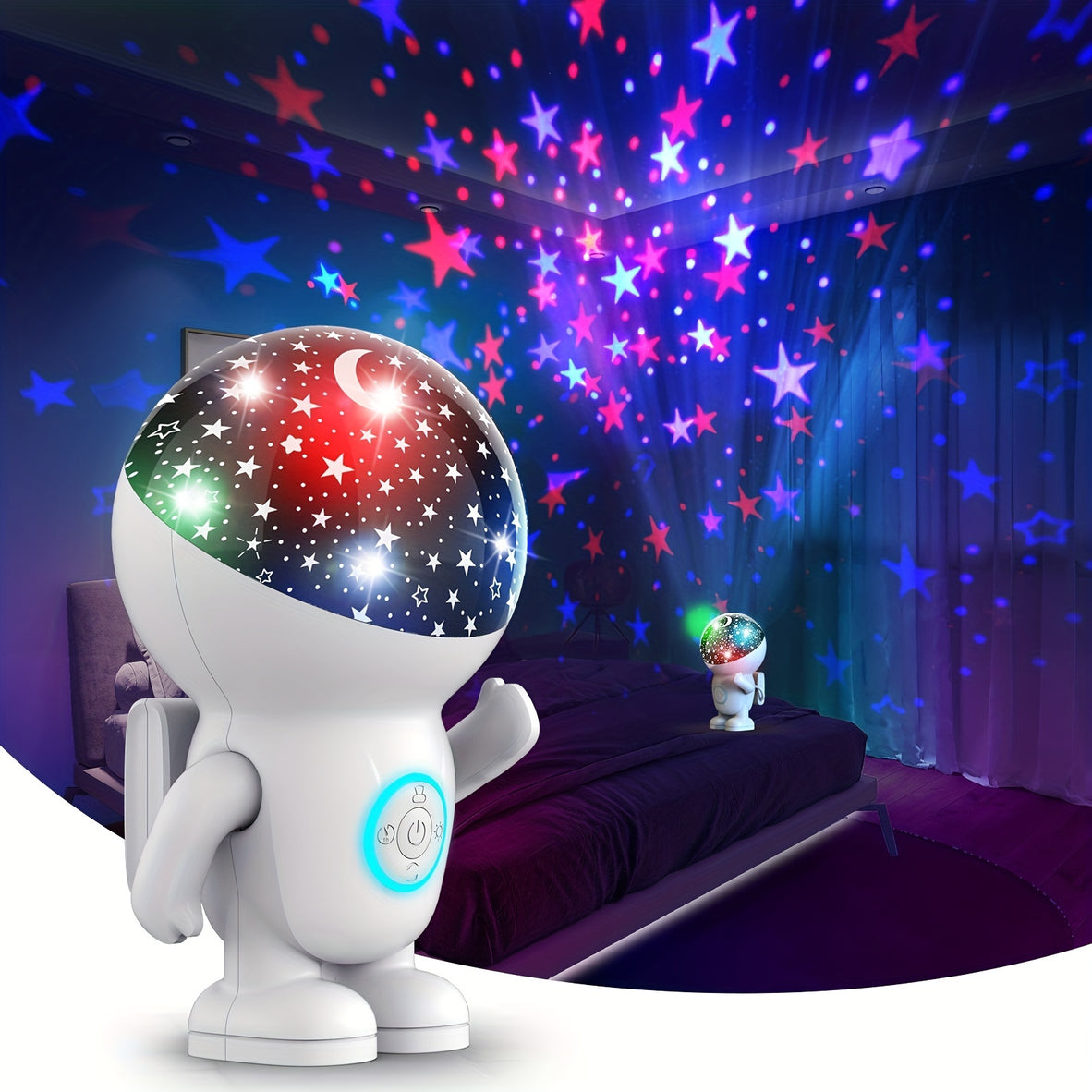 1pc Astronaut-Shaped Projection Night Light for a Comforting Ambiance