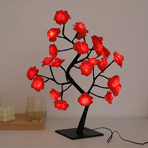 1pc LED Rose Flower Table Lamp Bedroom Decoration.