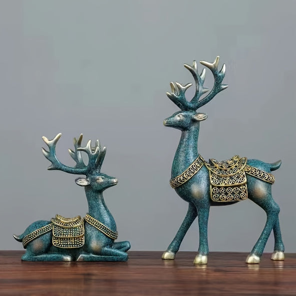 2pcs/set Elegant Deer Ornaments for Home Decor