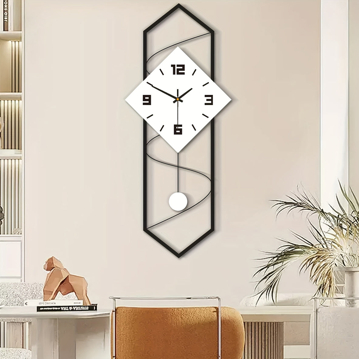 1pc White Rectangle Non Ticking Quartz Clock, Creative Decorative Wall Clock, Battery Operated, Wall Clock, For Home Room Living Room Office Decor, Mother's Day Spring Easter Gift